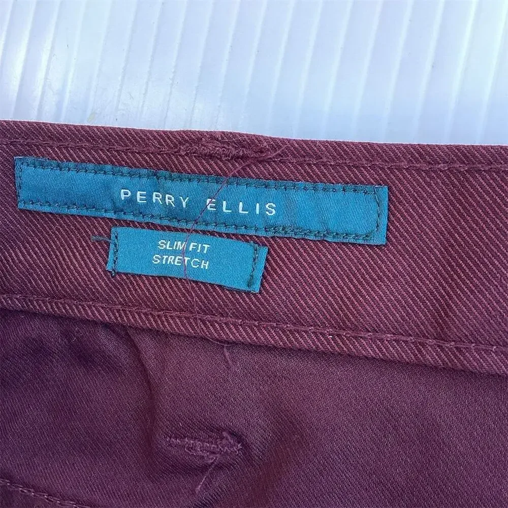 Perry Ellis Men's Slim Stretch Dress Pants Red Size 40x32‎